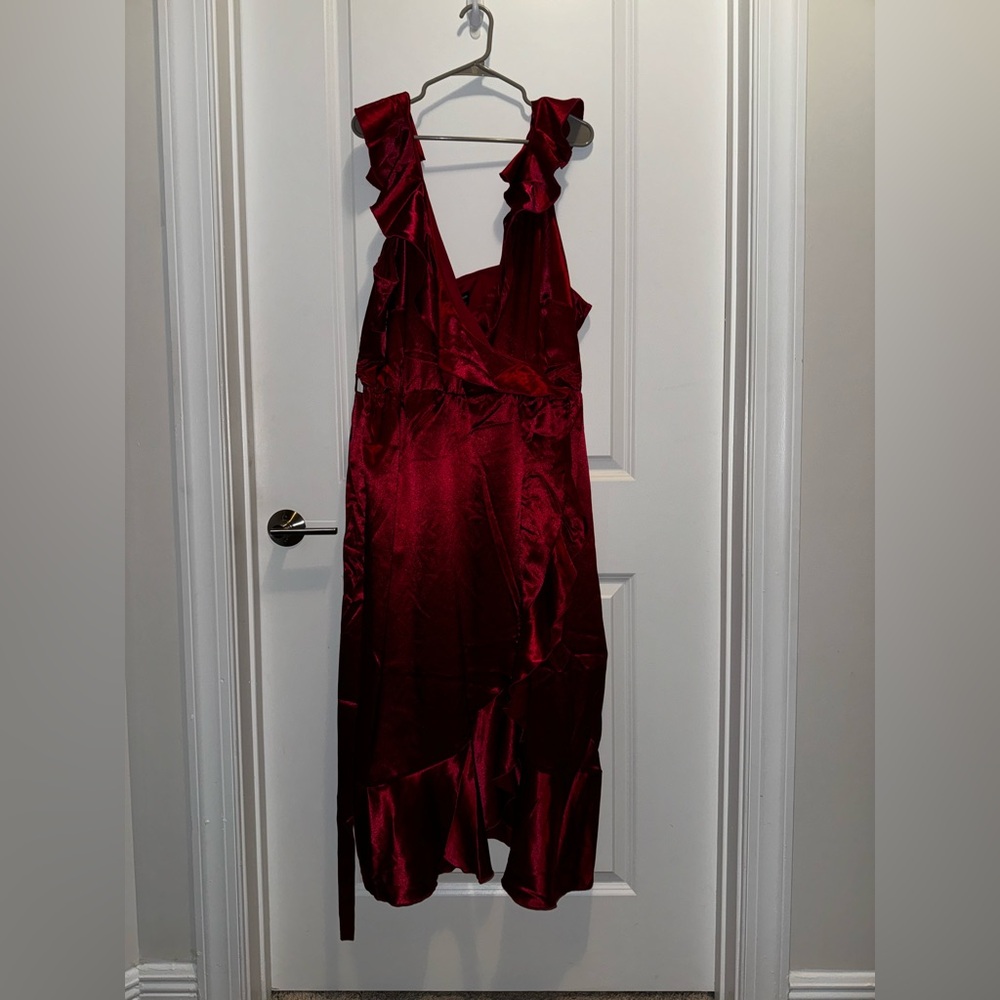 Little Mistress Red Satin ruffle dress